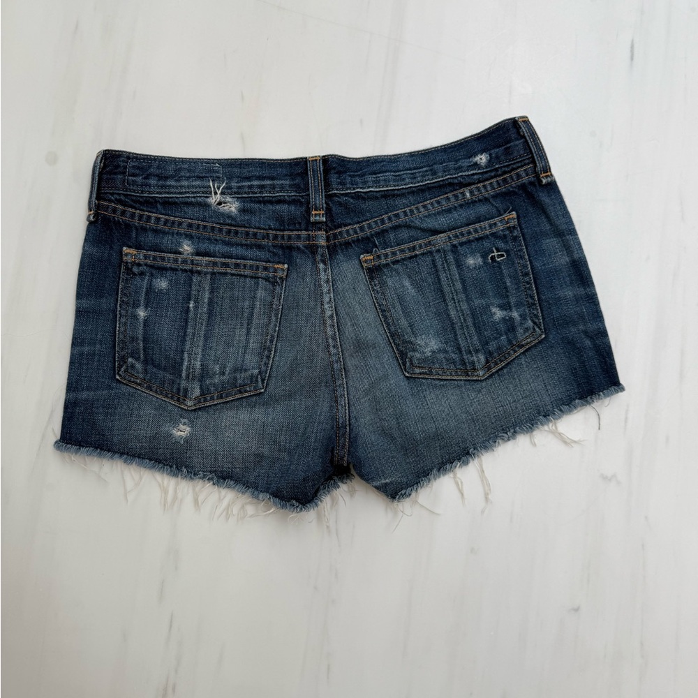 rag & bone Dark Blue Distressed Jean Shorts size 25 - Picture 3 of 5
